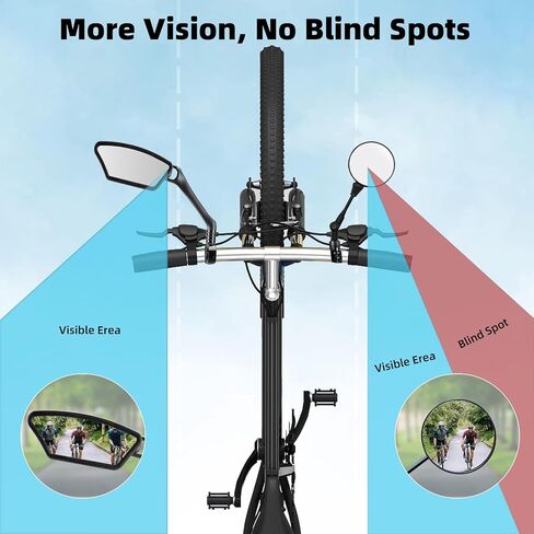 ROCKBROS Newest Bike Mirrors Handlebar Mount Rearview Mirror HD Blast-Resistant All-round Angle Adjustable Retractable Bicycle Mirror for E-bike （21-26mm Handlebar） in Saudi Arabia