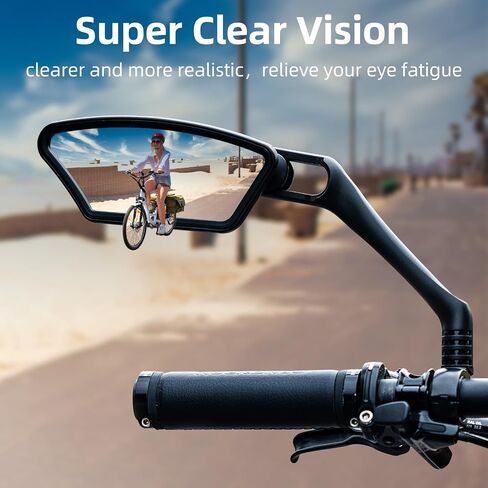 ROCKBROS Newest Bike Mirrors Handlebar Mount Rearview Mirror HD Blast-Resistant All-round Angle Adjustable Retractable Bicycle Mirror for E-bike （21-26mm Handlebar） in Saudi Arabia
