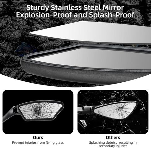 ROCKBROS Newest Bike Mirrors Handlebar Mount Rearview Mirror HD Blast-Resistant All-round Angle Adjustable Retractable Bicycle Mirror for E-bike （21-26mm Handlebar） in Saudi Arabia