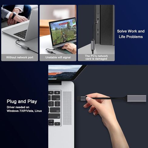 USB to Ethernet Adapter,USB 3.0 to 100/1000 Gigabit Ethernet LAN Network Adapter,Driver Free RJ45 Internet Adapter Compatible with MacBook,Surface,Notebook Laptop PC with Windows 7/8/10, XP, Vista,Mac in Saudi Arabia