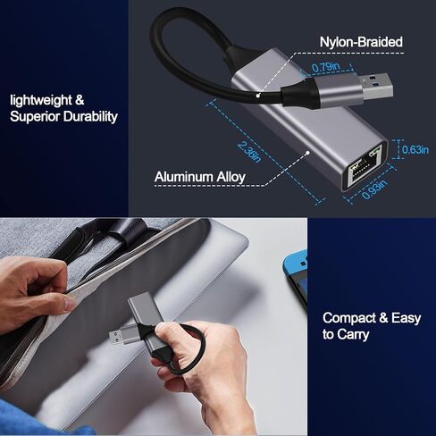 USB to Ethernet Adapter,USB 3.0 to 100/1000 Gigabit Ethernet LAN Network Adapter,Driver Free RJ45 Internet Adapter Compatible with MacBook,Surface,Notebook Laptop PC with Windows 7/8/10, XP, Vista,Mac in Saudi Arabia