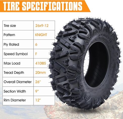 Set of 2 New WHIZMIA ATV UTV All-Terrain Tires 26x9-12, 6 PR Tubeless, Bias Tire in Saudi Arabia