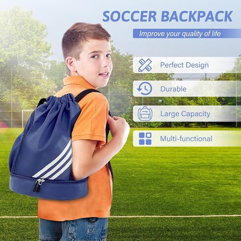 Soccer Bag, for up to Size 7 Basketball & Size 5 Soccer Ball, Youth Soccer Bag, Boys Soccer Backpack, Basketball Bag, Drawstring Backpack for Football Volleyball Soccer Equipment Bags in Saudi Arabia