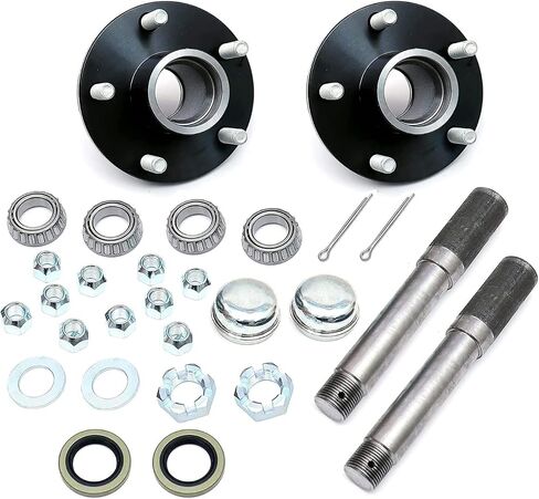 5 Bolt on 4-1/2 Inch Circle Hub Assembly Includes (2) 1-1/16 Inch Straight Spindles & Bearings,Set of 2 in Saudi Arabia
