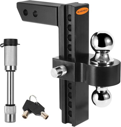 Adjustable Trailer Hitches Fits 2-Inch Receiver, 8-Inch Drop/Rise Aluminum Drop Hitch 12,500 GTW, 2" and 2-5/16" Stainless Steel Tow Balls, Aluminum Tow Hitch with Double Anti-Theft Pins Locks in Saudi Arabia