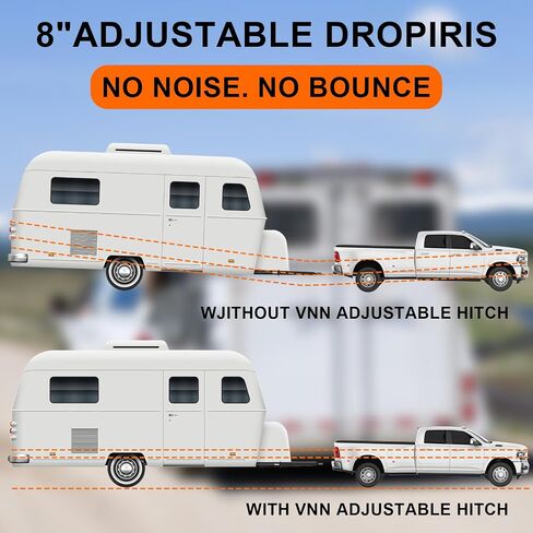 Adjustable Trailer Hitches Fits 2-Inch Receiver, 8-Inch Drop/Rise Aluminum Drop Hitch 12,500 GTW, 2" and 2-5/16" Stainless Steel Tow Balls, Aluminum Tow Hitch with Double Anti-Theft Pins Locks in Saudi Arabia