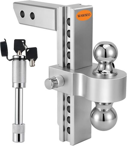 Adjustable Trailer Hitches Fits 2-Inch Receiver, 8-Inch Drop/Rise Aluminum Drop Hitch 12,500 GTW, 2" and 2-5/16" Stainless Steel Tow Balls, Aluminum Tow Hitch with Double Anti-Theft Pins Locks in Saudi Arabia