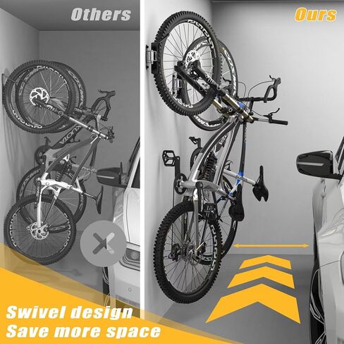 TORACK 2-Pack Swivel Bike Wall Hangers, Wall Mount Bike Hooks for Garage Vertical Space Saving Bike Wall Rack Garage Home Bike Storage in Saudi Arabia