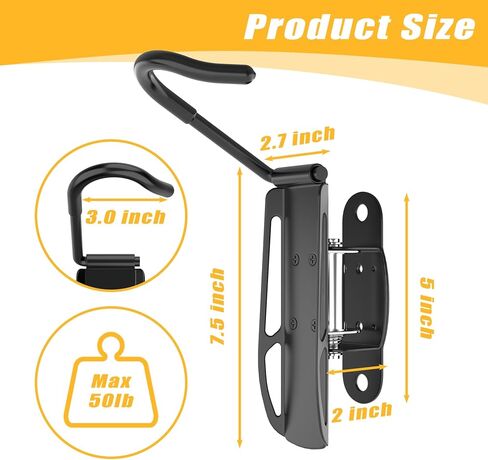 TORACK 2-Pack Swivel Bike Wall Hangers, Wall Mount Bike Hooks for Garage Vertical Space Saving Bike Wall Rack Garage Home Bike Storage in Saudi Arabia