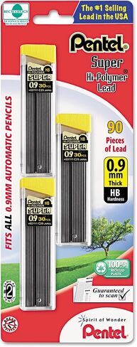 Pentel C29BPHB3 Super Hi-Polymer Lead Refills, 0.9mm, HB, Black, 30/Tube, 3 Tubes/Pack in Saudi Arabia