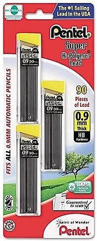 Pentel C29BPHB3 Super Hi-Polymer Lead Refills, 0.9mm, HB, Black, 30/Tube, 3 Tubes/Pack in Saudi Arabia