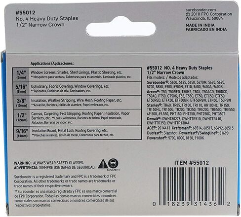Surebonder 55012 Heavy Duty 1/2-Inch Length Staples, Arrow T50 Type, 1250 Count in Saudi Arabia