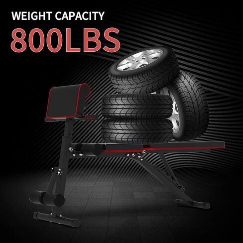 Adjustable Weight Bench for Home Gym Foldable Incline Decline Workout Bench Press for Full Body Strength Training Bench Supports up to 800lbs with Two Exercise Bands for Press Sit up Bench in Kuwait