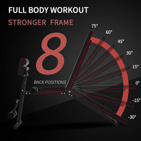 Adjustable Weight Bench for Home Gym Foldable Incline Decline Workout Bench Press for Full Body Strength Training Bench Supports up to 800lbs with Two Exercise Bands for Press Sit up Bench in Kuwait