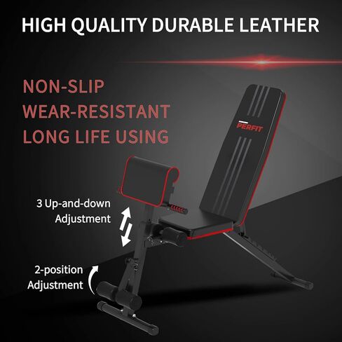 Adjustable Weight Bench for Home Gym Foldable Incline Decline Workout Bench Press for Full Body Strength Training Bench Supports up to 800lbs with Two Exercise Bands for Press Sit up Bench in Kuwait