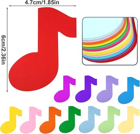 72pcs Music Note Cutouts, Colorful Cutouts Large Music Note Silhouette Wall Decals for Music Theme Party Birthday School Bulletin Board Craft Home Wall Decor in Saudi Arabia