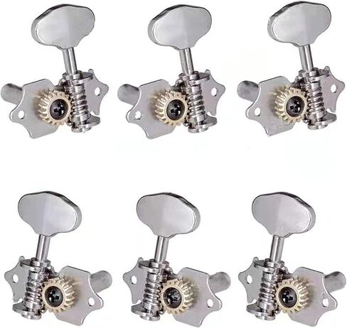 N/C AYUBOUSA 18:1 Open Guitar Locking String Tuning Pegs Machine Head Tuners Middle Hole for Classical Guitar Ukulele Chrome (3R3L) in Saudi Arabia