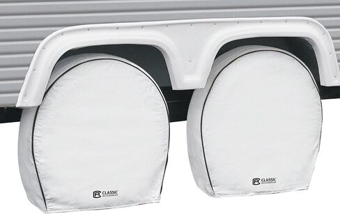 Classic Accessories Over Drive Deluxe RV Wheel Cover, Wheels 30"-33" Diameter, 9" Tire Width, White in Saudi Arabia