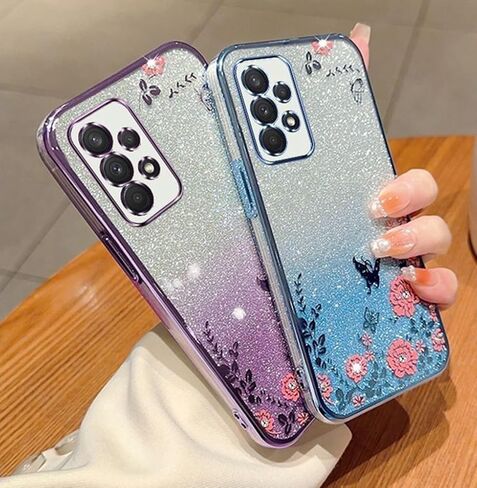 حافظة لهاتف Gabb Phone 3 Pro مع واقي شاشة، لهاتف Gabb Phone 3 Pro حافظة هاتف لامعة بتصميم بناتي ناعم من السيليكون على شكل فراشة مع غطاء كاميرا لهاتف Gabb Phone 3 Pro للفتيات باللون الأزرق in Saudi Arabia