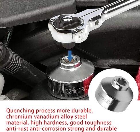 Pack-1 Low Profile Drive Socket Wrench, 1.2 Inches Oil Filter Removal Tools, 6-point Universal Automobile Replacements, for Most Cars, Trucks and Vans (Silver) in Saudi Arabia