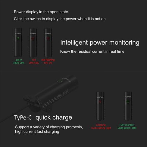 Fully Waterproof 1500 Lumens Mountain Bike Light , Aluminum Alloy Body Rechargeable Lightweight Bicycle Flashlight, 5000mAh Battery, Road Bike Lights for Night Riding 5 Light Modes in Saudi Arabia