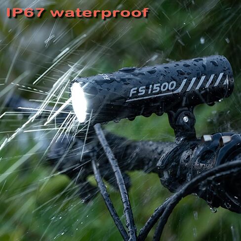 Fully Waterproof 1500 Lumens Mountain Bike Light , Aluminum Alloy Body Rechargeable Lightweight Bicycle Flashlight, 5000mAh Battery, Road Bike Lights for Night Riding 5 Light Modes in Saudi Arabia