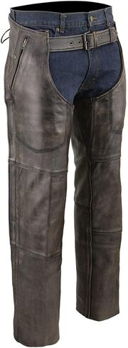 Milwaukee Leather Chaps for Men's Distressed Brown Leather Snap Out Thermal Lined 4-Pockets Motorcycle Chap MLM5500 in Saudi Arabia