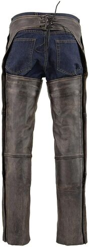 Milwaukee Leather Chaps for Men's Distressed Brown Leather Snap Out Thermal Lined 4-Pockets Motorcycle Chap MLM5500 in Saudi Arabia