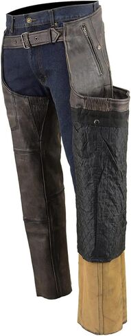 Milwaukee Leather Chaps for Men's Distressed Brown Leather Snap Out Thermal Lined 4-Pockets Motorcycle Chap MLM5500 in Saudi Arabia
