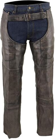 Milwaukee Leather Chaps for Men's Distressed Brown Leather Snap Out Thermal Lined 4-Pockets Motorcycle Chap MLM5500 in Saudi Arabia