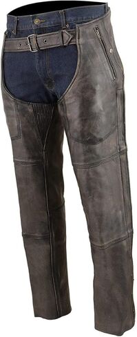 Milwaukee Leather Chaps for Men's Distressed Brown Leather Snap Out Thermal Lined 4-Pockets Motorcycle Chap MLM5500 in Saudi Arabia