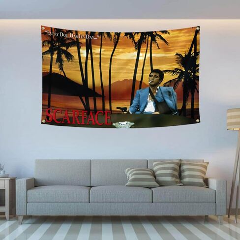 علم ملصق فيلم سكارفيس مقاس 3 × 5 أقدام تحفيزي عتيق، فيلم الحب والخيال العلمي، نسيج كل كلب لديه لافتة يومية، علم جدار توني مونتانا غون كوليدج نوم in Kuwait