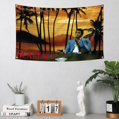 علم ملصق فيلم سكارفيس مقاس 3 × 5 أقدام تحفيزي عتيق، فيلم الحب والخيال العلمي، نسيج كل كلب لديه لافتة يومية، علم جدار توني مونتانا غون كوليدج نوم in Kuwait