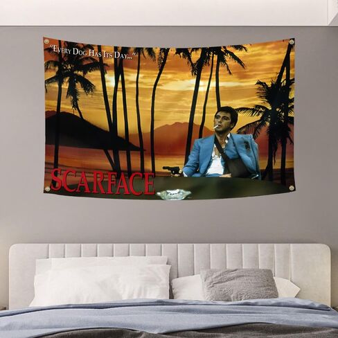 علم ملصق فيلم سكارفيس مقاس 3 × 5 أقدام تحفيزي عتيق، فيلم الحب والخيال العلمي، نسيج كل كلب لديه لافتة يومية، علم جدار توني مونتانا غون كوليدج نوم in Kuwait