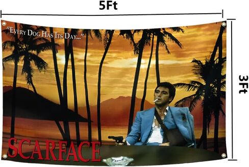 علم ملصق فيلم سكارفيس مقاس 3 × 5 أقدام تحفيزي عتيق، فيلم الحب والخيال العلمي، نسيج كل كلب لديه لافتة يومية، علم جدار توني مونتانا غون كوليدج نوم in Kuwait