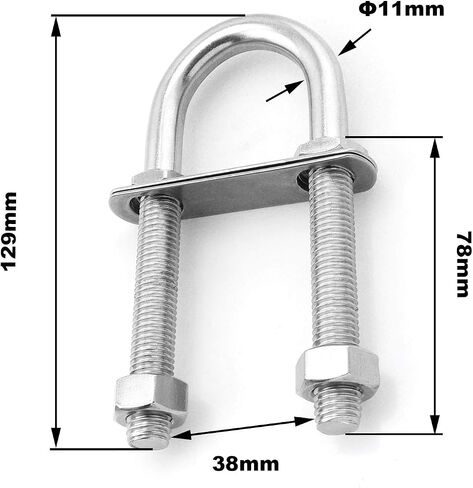 Stainless Steel Marine Boat Stern Bow Eye Tie Down U Bolt 1/2" Dia 3" Thread Length Boat Accessories Marine U Bolt in Saudi Arabia