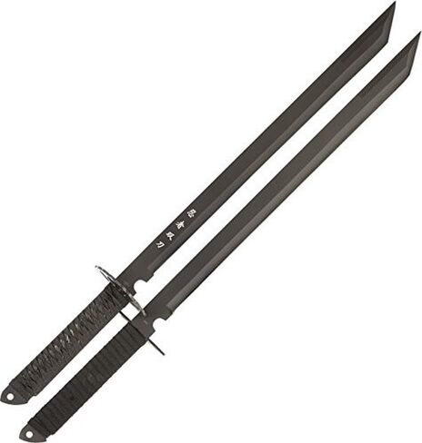 BladesUSA HK-6183 Twin Ninja Swords, Two-Piece Set, Black, 28-Inch Overall in Saudi Arabia