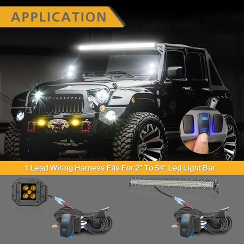 الأسلاك تسخير 1 الرصاص، rfroad الإضاءة أدى شريط الأسلاك تسخير عدة لأضواء الضباب على الطرق الوعرة أضواء القيادة ضوء العمل 12 فولت 40a التتابع الصمامات تشغيل / إيقاف الروك التبديل النايلون مجموعة الأسلاك لشاحنة utv atv قارب in Kuwait