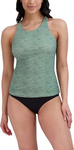 Spyder Women's High Neck Tankini Tummy Control Quick Dry Removable Cup Adjustable Strap Mid Rise Bottom Swimsuit Set in Saudi Arabia