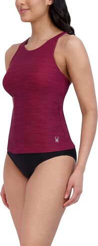 Spyder Women's High Neck Tankini Tummy Control Quick Dry Removable Cup Adjustable Strap Mid Rise Bottom Swimsuit Set in Saudi Arabia