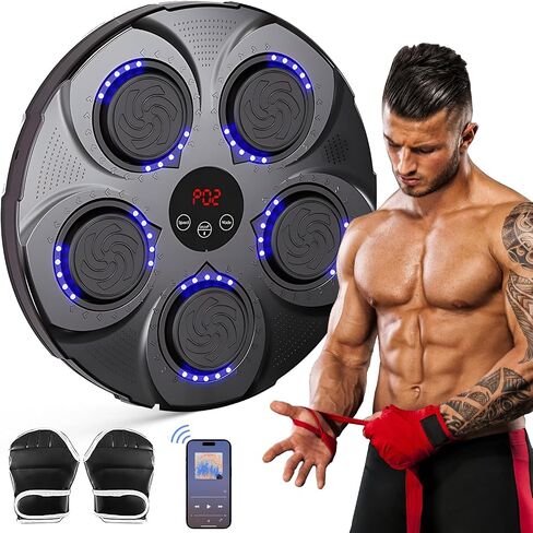 Smart Music Boxing Machine with Gloves, Wall Mounted Bluetooth Boxing Equipment Punching Pads with LED Light & Speaker for Adults & Kids Home Boxing Training Exercises in Saudi Arabia