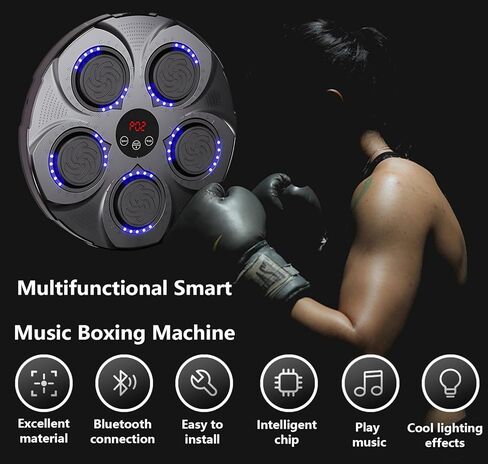 Smart Music Boxing Machine with Gloves, Wall Mounted Bluetooth Boxing Equipment Punching Pads with LED Light & Speaker for Adults & Kids Home Boxing Training Exercises in Saudi Arabia