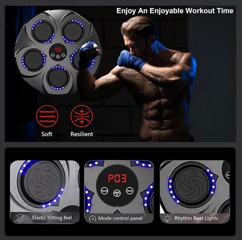 Smart Music Boxing Machine with Gloves, Wall Mounted Bluetooth Boxing Equipment Punching Pads with LED Light & Speaker for Adults & Kids Home Boxing Training Exercises in Saudi Arabia