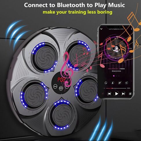 Smart Music Boxing Machine with Gloves, Wall Mounted Bluetooth Boxing Equipment Punching Pads with LED Light & Speaker for Adults & Kids Home Boxing Training Exercises in Saudi Arabia