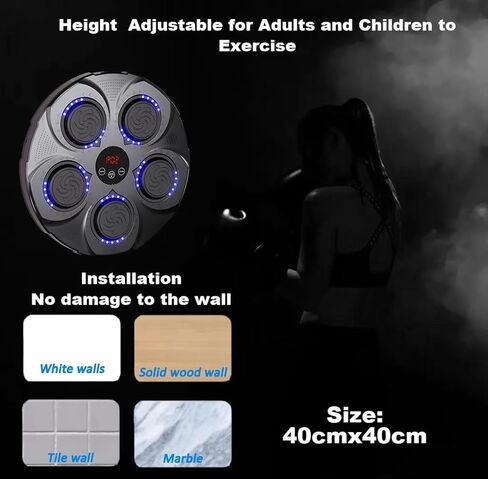 Smart Music Boxing Machine with Gloves, Wall Mounted Bluetooth Boxing Equipment Punching Pads with LED Light & Speaker for Adults & Kids Home Boxing Training Exercises in Saudi Arabia