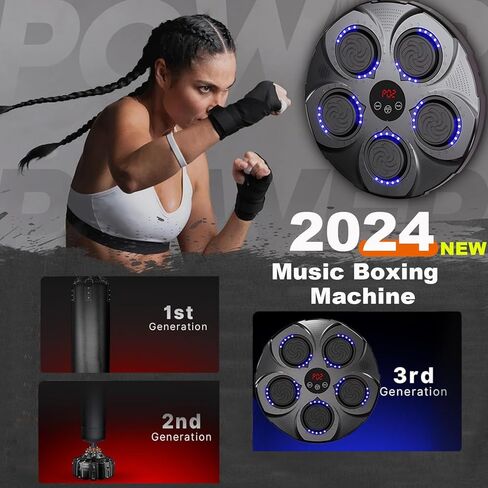 Smart Music Boxing Machine with Gloves, Wall Mounted Bluetooth Boxing Equipment Punching Pads with LED Light & Speaker for Adults & Kids Home Boxing Training Exercises in Saudi Arabia