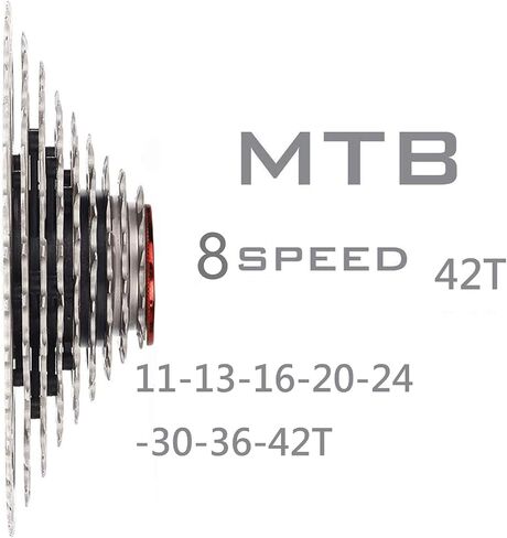كاسيت 8 سرعات للدراجات الجبلية، 11-42T دراجة جبلية 8 سرعات كاسيت دولاب الموازنة مناسب لدراجات الطريق MTB BMX، خفيف للغاية in Saudi Arabia