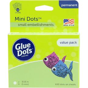 Glue Dots, Mini Dots Value Pack, Double-Sided, 3/16", 600 Dots, DIY Craft Glue Tape, Sticky Adhesive Glue Points, Liquid Hot Glue Alternative, Clear