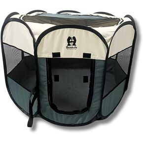 BeanJo Pet Supply Co. Foldable Portable Pet Playpen, Mesh Sides, with Carry Bag (Large (23.25 * 30 * 30))