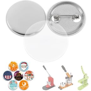BEAMNOVA 100 Sets of Metal Button Supplies Blanks 75mm / 2.95 in (Approx. 3 inch) for Button Pin Maker Machine, Matte-Back Metallic Round DIY Badge Press Making Parts